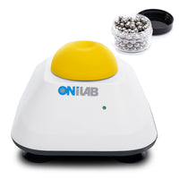 1 x RAW Customer Returns ONiLAB Mini Vortex Mixer with touch function, laboratory mixing, nail polish, eyelash adhesives and acrylic paints mixing, laboratory vortex with stable aluminum cast base, 120pcs 7 32in mixing balls, yellow  - RRP €59.99