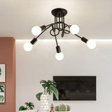 1 x RAW Customer Returns Reserve Vintage Ceiling Light, 5-Lights Modern Ceiling Lamp, Metal Pendant Ceiling Chandelier for Living Room Restaurant Bedroom Cafe Black  - RRP €37.98