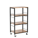 1 x RAW Customer Returns CADUKE Rolling Kitchen Cart, Industrial Serving Cart, 4 Tier Wooden Utility Island on Wheels, Rolling Bar Cart with Storage, Farmhouse Microwave Table Serving Cart Stand for Bathroom, - RRP €132.14