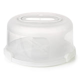 1 x RAW Customer Returns Spesh Round Cake Carrier with Carrying Handle 10 Inch Reusable Cake Container Cake Butler with Cutting Grooves PP Plastic Cake Container Diameter 30 x 15 cm White  - RRP €30.24