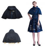 1 x Brand New FAD-4U Lolita Dress Cape Set Steampunk Ladies Embroidered JSK Dress Blue Cape, One Size  - RRP €41.54