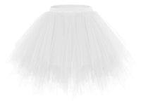 1 x RAW Customer Returns bridesmay Women s Tulle Skirt Petticoat Underskirt Short Ballet Tutu 50s Rockabilly Tutu Mini Skirt Carnival Costume Crinoline White M - RRP €22.26