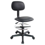 1 x RAW Customer Returns KKTONER Swivel Chair Stool with Wheels PU Leather Height Adjustable Footrest Home Drafting Work SPA Salon Office Chair with Wheels for Computer Black  - RRP €64.52