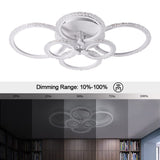 1 x Brand New GreeLustr Acrylic Ring Chandelier, Modern LED Ceiling Light, Metal White Lamp Geometric Design Flush Mount Light for Home Living Room Kitchen Bedroom 4-Rings Cool White  - RRP €75.8