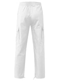 1 x RAW Customer Returns Maavoki Cargo Pants Men Relaxed Fit Cotton with Elastic Band, Outdoor Leisure Trousers Casual Hiking Pants Men with Multi Pockets White S - RRP €37.8