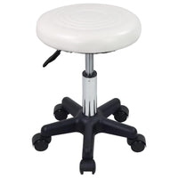 1 x RAW Customer Returns FURWOO Round Swivel Stool with Wheels PU Leather Rolling Stool Height Adjustable Stool for Spa Salon Massage White - RRP €36.79