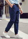 1 x RAW Customer Returns Elegancity Blue Cargo Pants Men Chinos 6 Pockets Jogging Pants with Elastic Waist XXL - RRP €38.99