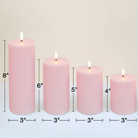 1 x RAW Customer Returns Eywamage 4 Pack Pink Flameless LED Pillar Candles with Remote Control, Flickering Tall Battery Operated Candles D 3 H 4 5 6 8  - RRP €29.23