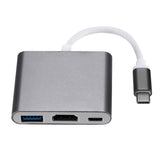 1 x RAW Customer Returns Alnicov USB Type C 3 IN 1 Male to HDMI VGA Type C Female USB 3.1 Hub Adapter 4K for Laptop S8 S9 Projector Monitor Grey  - RRP €20.42