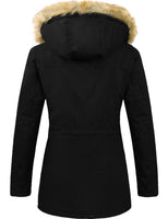 1 x RAW Customer Returns Uoiuxc Women s Winter Parka Jacket with Warm Hood in Soft Windproof Fur Black, L  - RRP €94.72