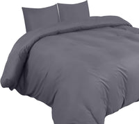 1 x RAW Customer Returns Utopia Bedding Duvet Cover 220 x 240 - Microfiber Duvet Cover Set 220x240 cm and 2 Pillowcases 65x65 cm Grey  - RRP €20.78