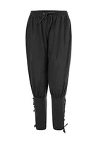 1 x RAW Customer Returns Halloween Costume Men s Medieval Pirate Costume Pants Lace-up Trousers Renaissance Steampunk Casual Pants Vampire Cosplay Carnival Mardi Gras Costume Black, 3XL  - RRP €25.2