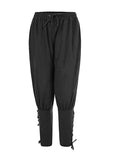 1 x RAW Customer Returns Halloween Costume Men s Medieval Pirate Costume Pants Lace-up Trousers Renaissance Steampunk Casual Pants Vampire Cosplay Carnival Mardi Gras Costume Black, 3XL  - RRP €25.2