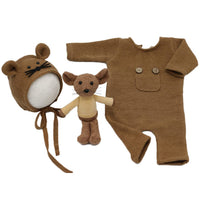 1 x RAW Customer Returns Baby Photo Shoot Costumes Set,Newborn Photography Prop Romper Hat Rat Doll Set Infant Baby Photo Props Outfits - RRP €24.9