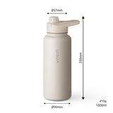 1 x RAW Customer Returns Vinsun drinking bottle stainless steel beige 1L - leak-proof, suitable for carbonated drinks, BPA free - straw, drinking opening - thermos flask for sport, outdoor, school, university, bike, office, camping - RRP €33.08