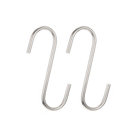 1 x Brand New sourcing map 2pcs S Hanging Hooks 5 inch 120mm Extra Long Steel Hanger Indoor Outdoor Use for Garden Bathroom Cabinet Workshop Kitchen Matte Silver - RRP €6.98