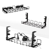 2 x Brand New Baskiss cable duct desk, 40 cm, 2 pieces, stable table cable holder for cable organization, metal cable tray under desk for desks, offices and kitchens black  - RRP €45.68