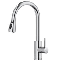 1 x RAW Customer Returns DAYONE Kitchen Faucet Pull-out High Pressure 360 Rotatable Mixer Tap with 3 Jet Types Single-Lever Sink Faucet with High Arch Spout for Kitchen Brushed Stainless Steel - RRP €50.1