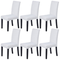 1 x RAW Customer Returns Veakii Chair Covers Pack of 6 Elastic Modern Protector Chair Covers, Bi-Elastic Fitted Cover, Wedding Parties Banquet Decoration, Easy to Care and Durable Universal 6 Pieces, White  - RRP €24.58