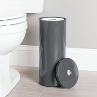 1 x RAW Customer Returns mDesign standing toilet paper holder - elegant toilet paper holder with lid for up to 3 rolls - toilet roll holder made of black plastic - ideal for small rooms - RRP €24.5