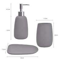 6 x Brand New Creativefine Sand-Look Resin Bathroom Accessory Set, Bathroom Accessories Set, 3-Piece Bathroom Set with Soap Dispenser, Soap Dish and Toothbrush Holder, Gray, HB00126-CF2  - RRP €113.94