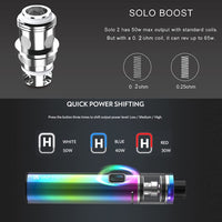 1 x RAW Customer Returns VAPTIO SOLO-II Kit Vape Pen 3000mAh Built-in Battery 50W Network Coil for 2.0ml All-in-One Tank Electronic Cigarette, No E Liquid No Nicotine Dark Blue  - RRP €22.8