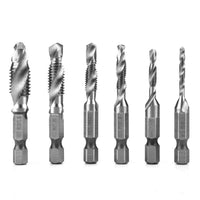 5 x Brand New Tap - 6 pcs. Thread metric tap set hexagon drill stainless steel hexagon shank rotary tap M3 M4 M5 M6 M8 M10 - RRP €51.6