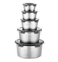 1 x RAW Customer Returns GRFELI Stainless Steel Food Containers with Airtight Lids, Pack of 5 - Reusable Bento Lunch Box for Food Storage, Leakproof, Oven, Freezer, Dishwasher Safe - RRP €40.24