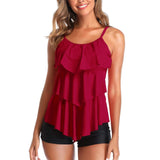 1 x RAW Customer Returns Summer Mae Women s Swimwear Two Piece Adjustable Tankini Sleeveless Wine Red S - RRP €24.0