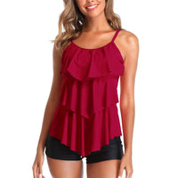 1 x RAW Customer Returns Summer Mae Women s Swimwear Two Piece Adjustable Tankini Sleeveless Wine Red XL - RRP €39.99