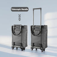 1 x RAW Customer Returns Belegao Shopping Bag on Wheels 17L - Foldable Shopping Trolley with Zipper Waterproof Trolley Bag Telescopic Handle Reusable Collapsible Shopping Cart Shopping Bags, Gray - RRP €32.99