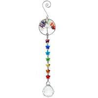 2 x Brand New Crystal Tree of Life Ornaments Crystal Suncatcher 7 Chakra Ornament Tree Life Stones Crystal Ball Pendant Outdoor Garden Decoration Car Decorative Stones Prism Chakras - RRP €40.8