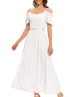 5 x Brand New Bbonlinedress graduation dresses long elegant women summer off the shoulder dress chiffon evening dresses wedding bridesmaid dress prom bridesmaid dress party ball gown white L - RRP €299.95