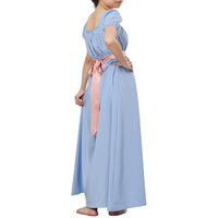 1 x RAW Customer Returns COSDREAMER Women s Regency Dress Retro Victorian Medieval Dress High Waisted with Light Blue Ribbon Sleeves, S - RRP €31.99