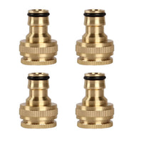 1 x RAW Customer Returns Pack of 4 brass faucet connector faucet adapter 1 2 inch and 3 4 inch tap connector connection internal thread brass hose connector, for garden hose - RRP €12.78