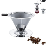 1 x RAW Customer Returns Stainless steel reusable coffee filter, permanent coffee filter made of stainless steel, reusable coffee dripper, coffee dripper made of stainless steel, with double stainless steel mesh and silicone handle - RRP €15.12