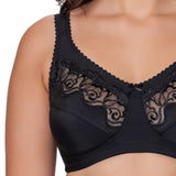 1 x RAW Customer Returns Kudreshov Lingerie Women s Bra without Underwire Emma Large Sizes in Black B F - Relief Bra for Large Breasts Strong Support - Bustier Women s Stretch Lace - Classic Bra Wide Straps 110 D - RRP €36.29