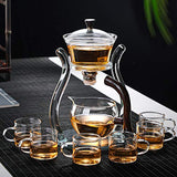 1 x RAW Customer Returns RORA Lazy Kungfu Glass Tea Set, Magnetic Water Flow Teapot with Rotating Cover, Semi-Automatic Glass Jug, Transparent - RRP €69.56