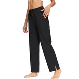 1 x RAW Customer Returns HMIYA jogging pants women s cotton slit casual pants open bottom yoga pants long sports pants straight leg pants with pockets black M  - RRP €30.24