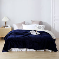 1 x RAW Customer Returns VOTOWN HOME Blanket Cuddly Blanket Blue, Warm Fluffy Sherpa Blanket, Soft Fleece Blanket as a Living Blanket, etra Large Sofa Blanket, 220x240 cm XXL, Navy Blue - RRP €38.3