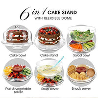 1 x RAW Customer Returns Masthome Cake Stand with Lid Plastic Cake Stand with Reversible Tray and Plastic Dome, Transparent Cake Stand for Cakes, Fruits, Vegetables, Salads, with 2 Spoons - RRP €29.89