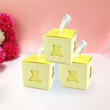 1 x Brand New eeee 50 pieces candy box made of paper, baby shower gift box, candy box birthday, with white organza ribbon, for baby baptism, communion, wedding or birthday party light yellow  - RRP €20.84