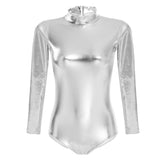 1 x RAW Customer Returns Women s Long Sleeve Dance Gymnastics Dance Gymnastics Gymnastics Dance Suit Silver L - RRP €24.0