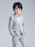 1 x RAW Customer Returns LOLANTA 3-piece boys plaid suit set, elegant blazer for wedding prom, formal wear jacket-pant-bow tie set gray, 10-11 years, label size 150  - RRP €39.98