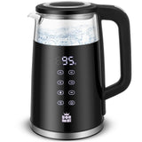 1 x RAW Customer Returns ForMe glass kettle 1.7 L with temperature setting Temperature selection 40-100 C LED digital temperature display Adjustable glass kettle I Stainless steel glass kettle Tea kettle Keep warm function BPA free - RRP €32.89