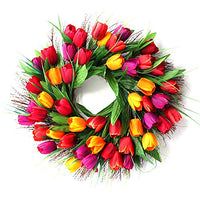 4 x Brand New UNIE 45cm Artificial Silk Tulip Flower Wreaths Spring Wreath for Easter Wedding Decoration - RRP €141.32