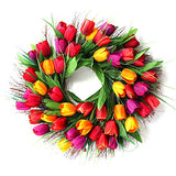 4 x Brand New UNIE 45cm Artificial Silk Tulip Flower Wreaths Spring Wreath for Easter Wedding Decoration - RRP €134.44