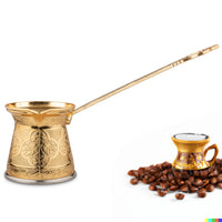 1 x RAW Customer Returns Alisveristime Authentic Turkish Coffee Pot Handmade Cezve Ibrik Multiple Sizes and Colors Available, Improve Your Coffee Experience Now Gold, 1 cup  - RRP €17.04