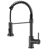 1 x RAW Customer Returns FORIOUS Black Kitchen Faucet, Pull-Out, Spring Tap with 2 360 Swivel Modes, Single-Handle Kitchen Tap, Polished Stainless Steel - RRP €59.99