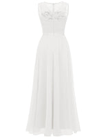 1 x RAW Customer Returns DRESSTELLS Women s Evening Dress Long Elegant for Wedding Chiffon Bridesmaid Dresses Floor-Length Cocktail Dress Lace Sleeveless Ball Gown White 2XL - RRP €57.05